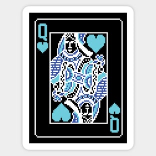 Queen of Hearts Pixel Art Bright Negative Mode Sticker